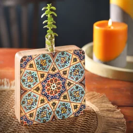 گلدان چوبی طرح کاشی سنتی   12 در 12 افقی