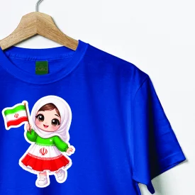 تیشرت کودک پنبه دختر ایران  ابی