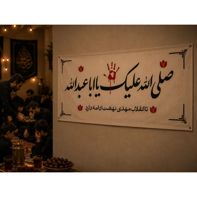 کتیبه مخمل اقتصادی صلی الله علیک یا اباعبدالله  100*46