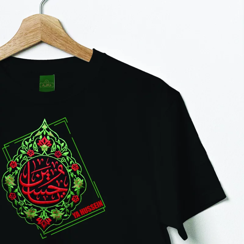تیشرت پنبه یا حسین 02  مشکی
